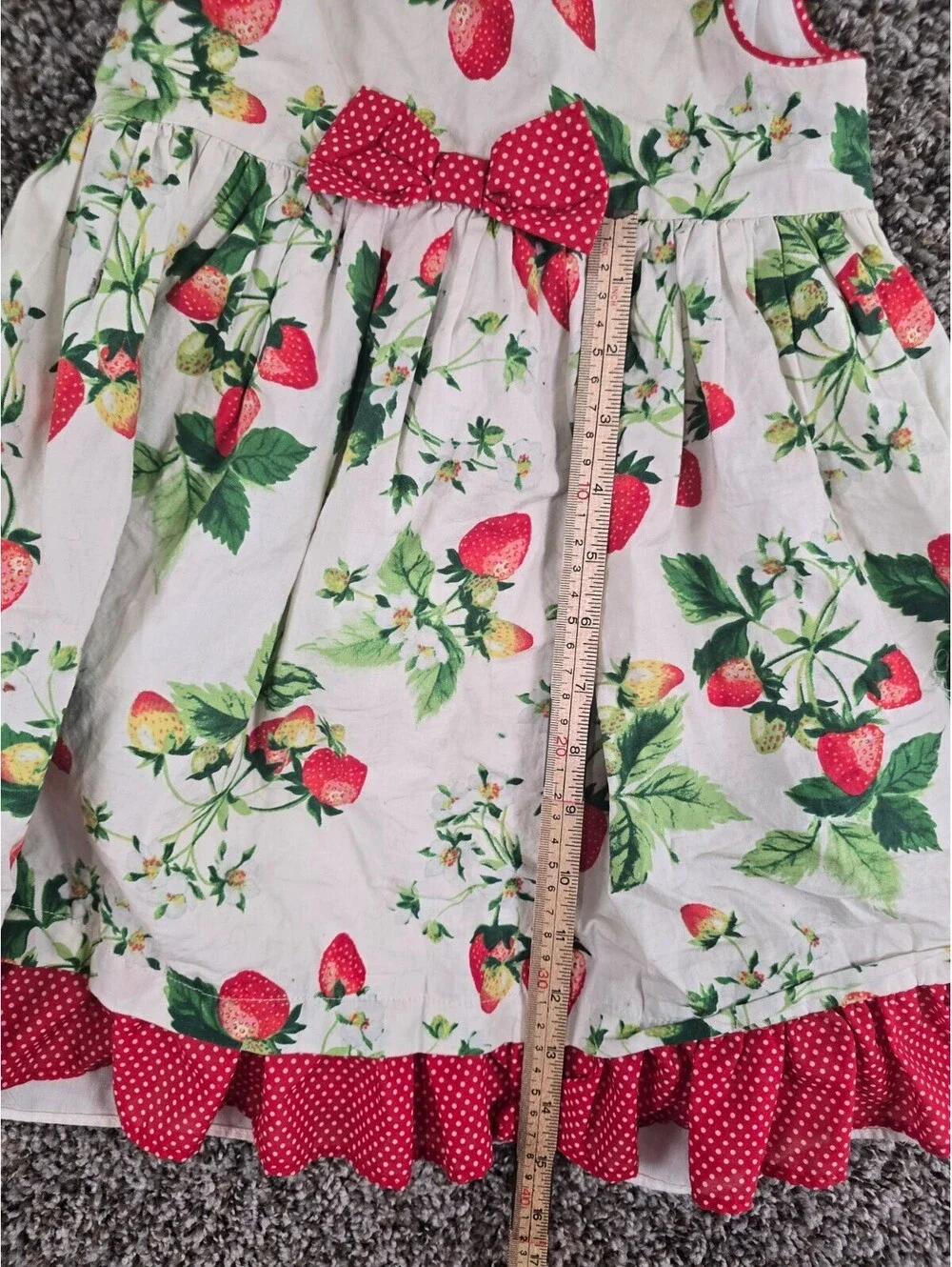 Laura Ashley London Girls Sz 5 Sleeveless Dress Summer Strawberry Print Red